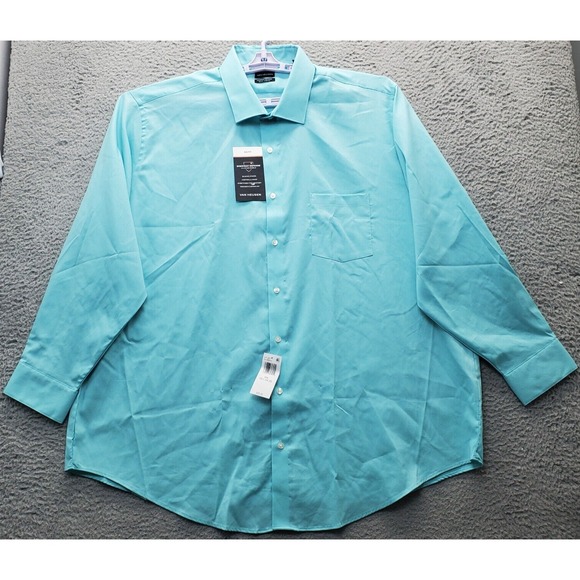 Van Heusen Other - Van Heusen Dress Shirt Mens Size 18.5 Blue Big Fit Everyday Defence Stretch